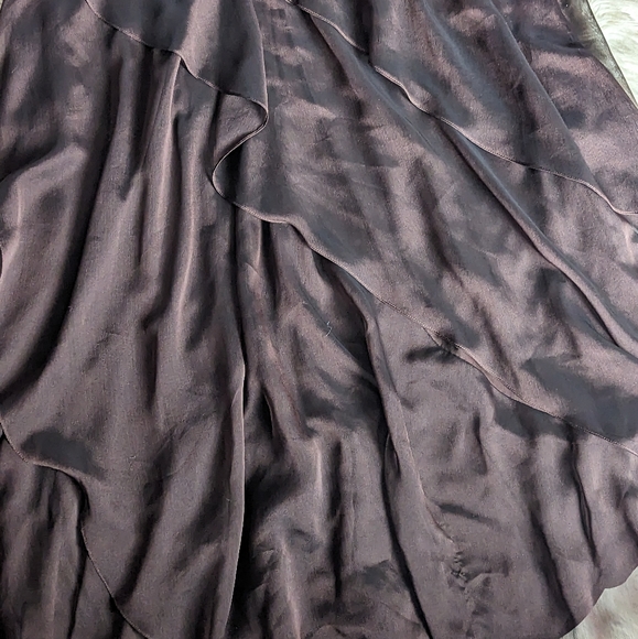 Final Price Adrianna Papell Occasions Long Irri Tiered Chiffon Petal Dress Brown - Picture 10 of 15